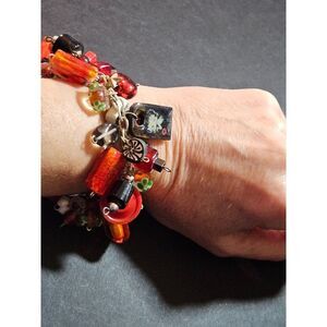 Silver tone Betty Boop beaded bracelet